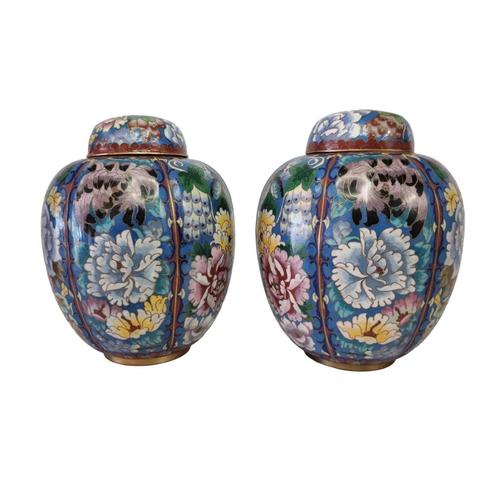 Vintage set Cloisonné gemberpotten, Huis en Inrichting, Woonaccessoires | Vazen, Zo goed als nieuw, Overige kleuren, Minder dan 50 cm