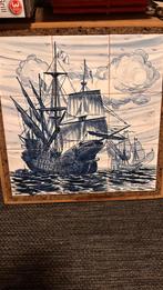 Tegelplateau schepen, Antiek en Kunst, Antiek | Wandborden en Tegels, Ophalen of Verzenden
