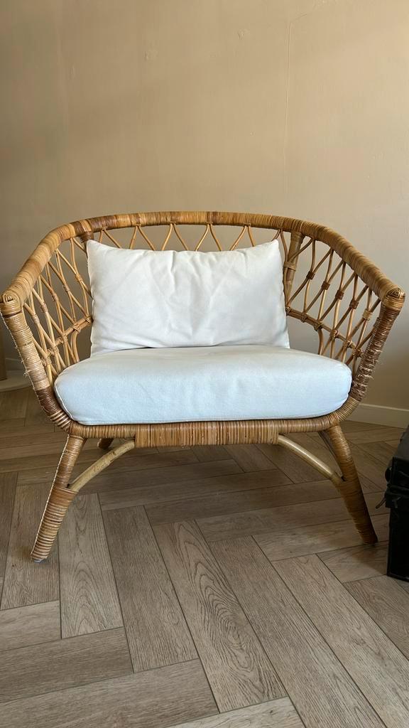 Rotan IKEA stoel/fauteuil Stockholm, Huis en Inrichting, Banken | Sofa's en Chaises Longues, Gebruikt, Eenpersoons, Minder dan 150 cm
