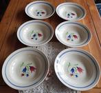 6 Oude Franse borden, bloemen/klokjes, Luneville Francoise, Antiek en Kunst, Antiek | Servies los, Ophalen of Verzenden