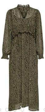 Pofmouw maxi jurk, maat L groen met bruin Only, Only, Maat 42/44 (L), Ophalen of Verzenden, Zo goed als nieuw