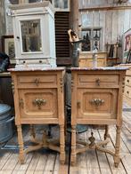 Twee Landelijke Frans eiken kastjes nachtkastjes, Ophalen, Gebruikt, Minder dan 45 cm