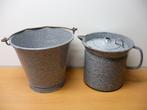 Emaille zware emmer en/ of melkkan, grijs gewolkt., Ophalen of Verzenden