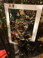 Glasschilderij Luipaard bloemen 120x80cm, Huis en Inrichting, Woonaccessoires | Schilderijen, Tekeningen en Foto's, Nieuw, Ophalen