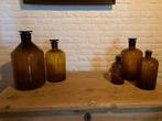 5 bruine stolpflessen, Gebruikt, Overige kleuren, Ophalen of Verzenden, Glas