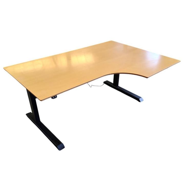 Elektrisch Zit Sta Hoekbureau Zwart Beuken 160 x 110/80 Rech, Huis en Inrichting, Bureaus, Gebruikt, Stabureau, Elektrisch, In hoogte verstelbaar