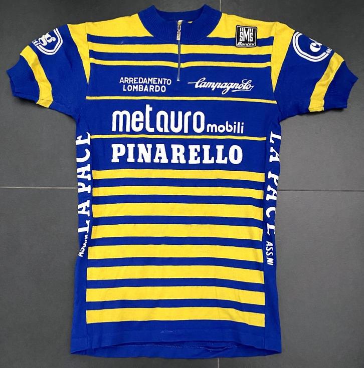 Wollen wielertrui METAURO MOBILI-PINARELLO–FRITS PIRARD–1983, Sport en Fitness, Wielrennen, Overige typen, Ophalen of Verzenden