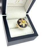 Antiek Gouden Ring Facet Geslepen Granaat Bloem Zeeuwse Knoo