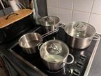 Pannenset 4 delig Gero + hapjespan + grilpan + koekenpannen, Gebruikt, Inductieplaat, Pannenset, Ophalen of Verzenden