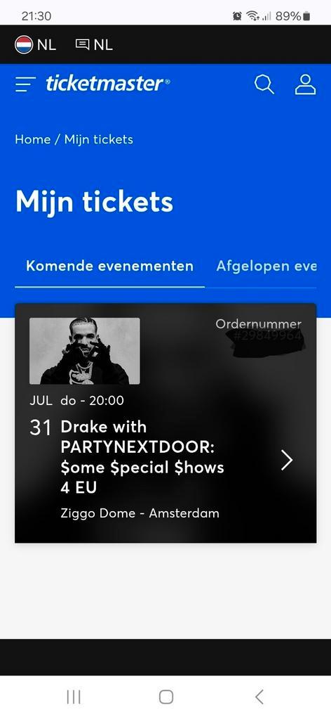Drake tickets / 31 juli / mooie zitplaatsen/ normale prijs, Tickets en Kaartjes, Concerten | Pop, Twee personen, Juli