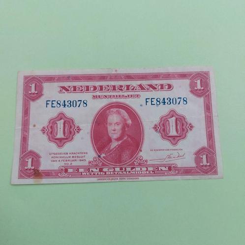 1 gulden muntbiljet uit 1943. ZFR+, Postzegels en Munten, Bankbiljetten | Nederland, Los biljet, 1 gulden, Ophalen of Verzenden