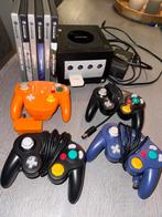 Gamecube met 6 spellen + 4 controllers, Spelcomputers en Games, Spelcomputers | Nintendo GameCube, Gebruikt, Zwart, Met games