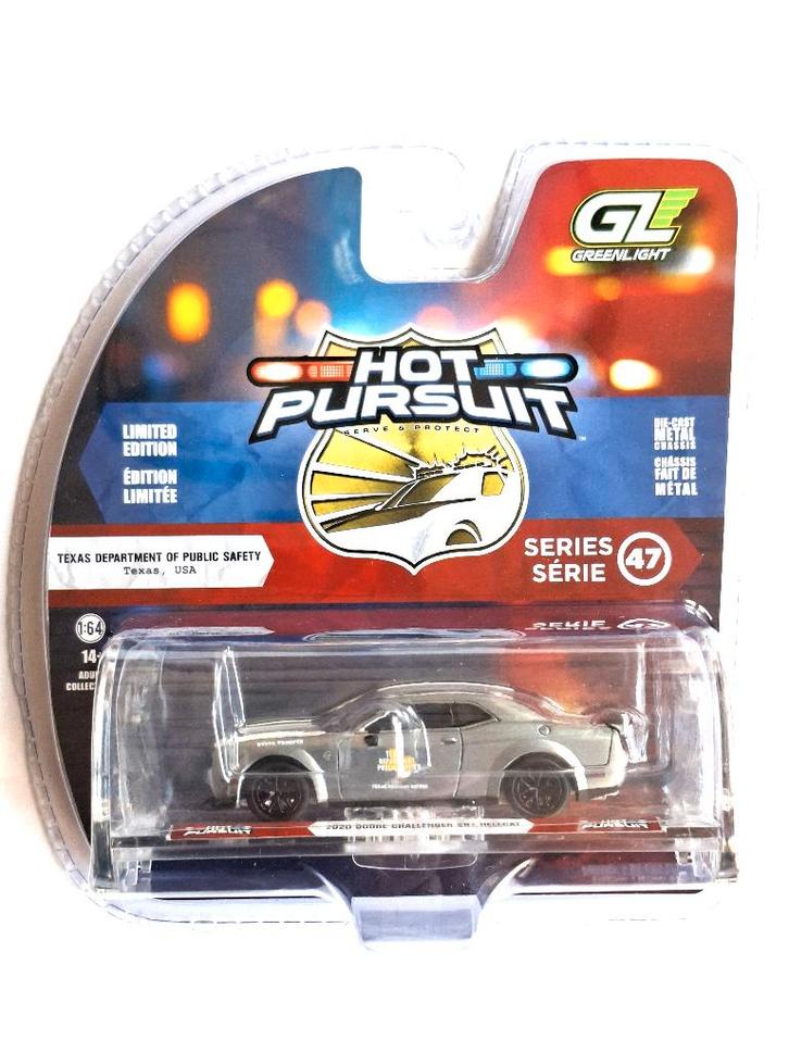 2020 Dodge Challenger SRT Hellcat Greenlight 1/64 Hot Pursui, Hobby en Vrije tijd, Modelauto's | Overige schalen, Nieuw, Auto
