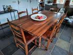 Antieke eettafel set - 6 stoelen, Ophalen, Zo goed als nieuw, 4 tot 6 stoelen