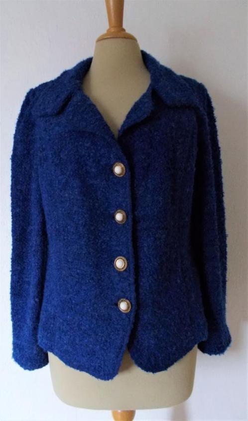 Kobalt/koningsblauw wol mix jasje/vest met mooie knopen! 40, Kleding | Dames, Truien en Vesten, Zo goed als nieuw, Maat 38/40 (M)