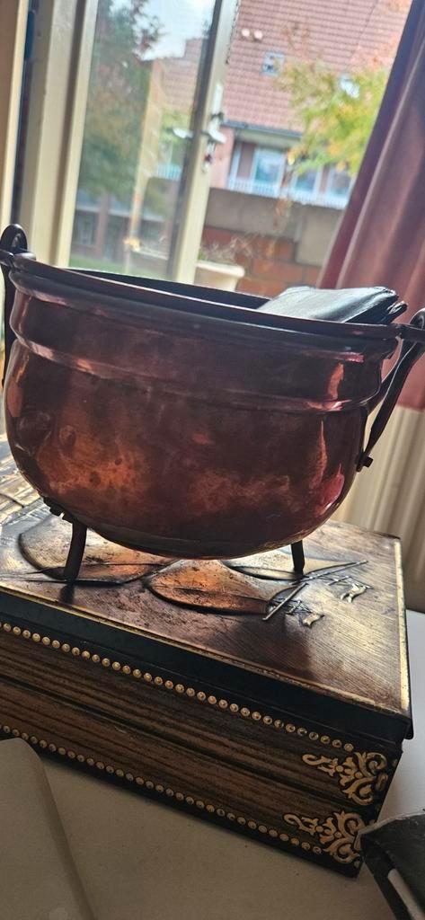 Antieke Koperen Ketel met Handvatten, Antiek en Kunst, Antiek | Koper en Brons, Koper, Ophalen of Verzenden