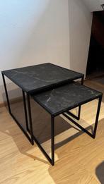 Salontafel Set Zwart Marmer - Zo Goed Als Nieuw!, Minder dan 45 cm, Minder dan 55 cm, Metaal of Aluminium, Vierkant
