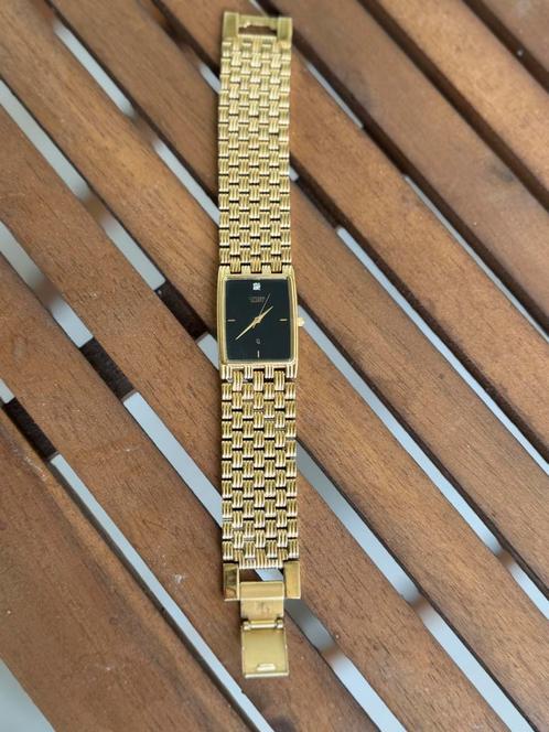 Citizen 6031-s322933 tank goudkleurig met diamant jaren 80, Sieraden, Tassen en Uiterlijk, Horloges | Antiek, Citizen, Goud, 1960 of later