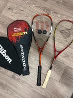 Squash Rackets - Dunlop & Wilson, Sport en Fitness, Squash, Ophalen of Verzenden, Gebruikt, Racket, Met hoes