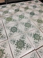 125 stuks antieke wandtegels 12x12cm cremewit groen
