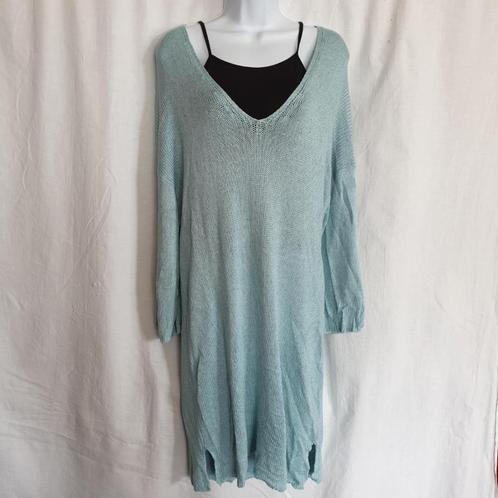 Mooie blauwe gehaakte jurk, viscose met linnen,  XL Sandwich, Kleding | Dames, Jurken, Zo goed als nieuw, Maat 46/48 (XL) of groter