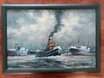Schilderij F. Van der Burg - Rotterdamse haven, Ophalen