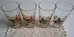 4 Vintage Franse drinkglazen, jacht, jachttafereel, honden, Antiek en Kunst, Ophalen of Verzenden