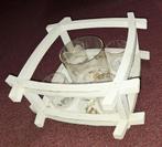 Windlicht Kandelaar 🕯🕯 White Wash Deco Theelicht Schelpen, Ophalen, Wit, Zo goed als nieuw, Hout