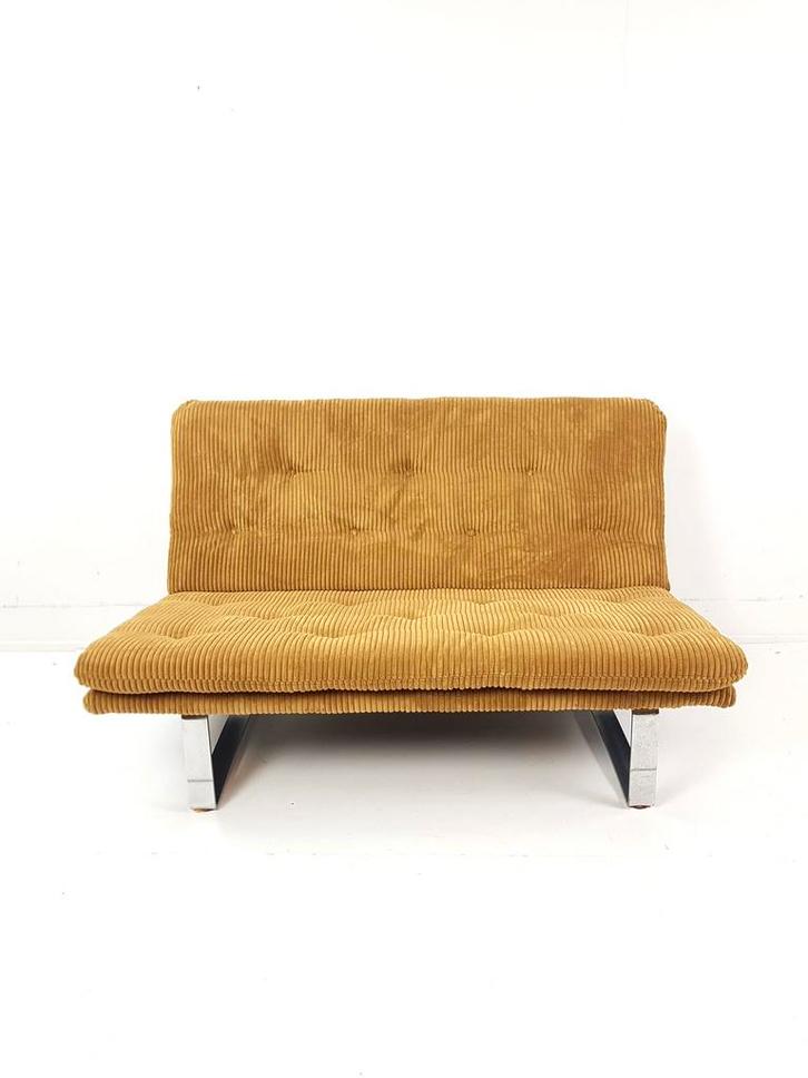 Vintage Kho Liang Le Artifort bank tweezits bankje okergeel, Verzamelen, Retro, Huis en Inrichting, Ophalen of Verzenden