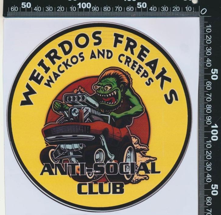 Sticker: Weirdos Freaks - Anti Social Club (2), Verzamelen, Stickers, Zo goed als nieuw, Auto of Motor, Ophalen of Verzenden
