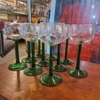 Vintage Wijnglazen op Groene Voet - Set van 10, Ophalen of Verzenden