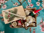 Kerstballetjes met piek glazen ketting en antieke kaart, Diversen, Kerst, Ophalen of Verzenden, Gebruikt