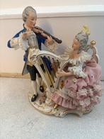 Porseleinen Beeldengroep - Muzikaal Rococo Tafereel Dresden, Antiek en Kunst, Ophalen of Verzenden