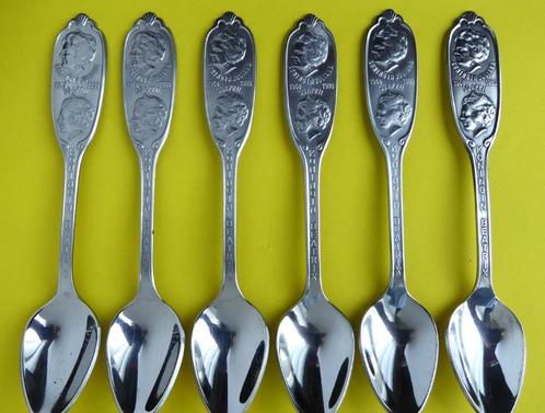 6 Lepeltjes Koningin Beatrix en Juliana, Antiek en Kunst, Curiosa en Brocante, Verzenden