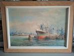 P van Schaik Jr  -Rotterdamse haven- havenschilderij-, Antiek en Kunst, Kunst | Schilderijen | Klassiek, Ophalen of Verzenden