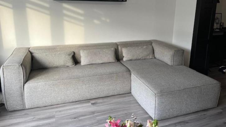 WOOOD Bean Hoekbank met Chaise Longue Rechts Grijs, Huis en Inrichting, Banken | Sofa's en Chaises Longues, Zo goed als nieuw