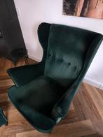 Groene fauteuil met voetenbankje, Huis en Inrichting, Fauteuils, Gebruikt, 75 tot 100 cm, Ophalen of Verzenden, 75 tot 100 cm