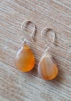 handgemaakte oorbellen echt zilver en carneool, Sieraden, Tassen en Uiterlijk, Oorbellen, Hangers, Verzenden, Nieuw, Oranje