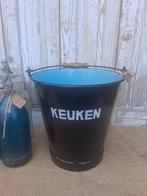 Zwarte emaille keuken emmer, brocante - Debrocantekip, Ophalen of Verzenden