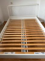 IKEA Nesttun Bedframe + Lattenbodem (140x200), Ophalen, Gebruikt, Wit, 140 cm