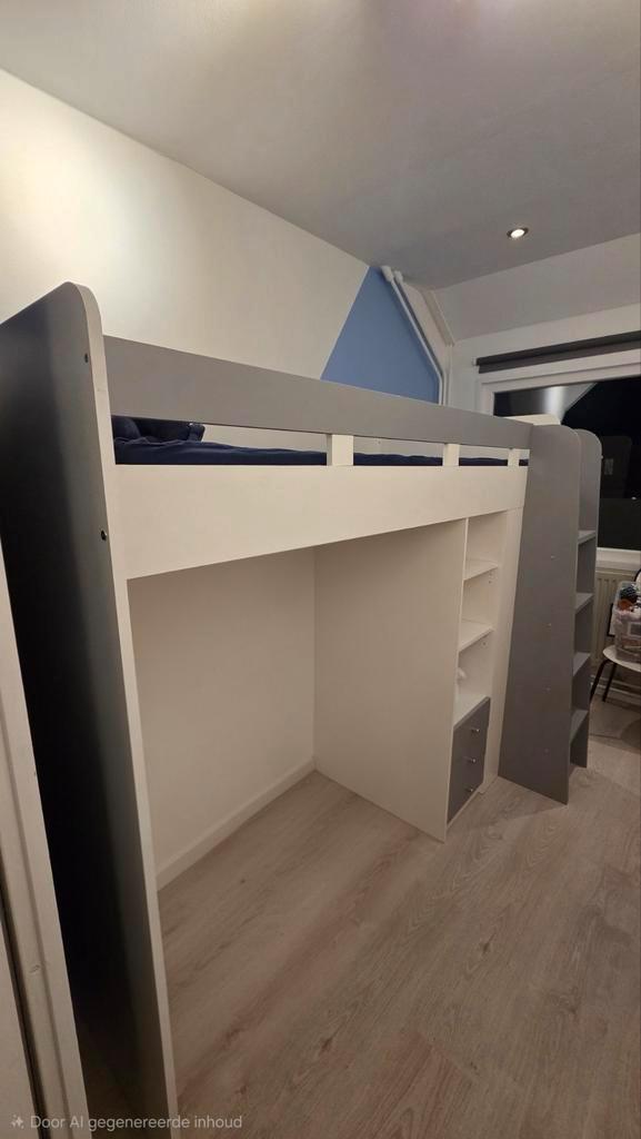 Hoogslaper met kledingkast onder het voeteneind, Huis en Inrichting, Slaapkamer | Stapelbedden en Hoogslapers, Gebruikt, Hoogslaper