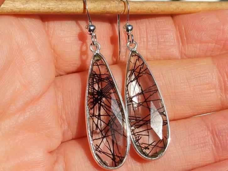 Vanoli 925 zilveren design oorbellen met toermalijn kwarts, Sieraden, Tassen en Uiterlijk, Oorbellen, Nieuw, Hangers, Zilver, Overige kleuren