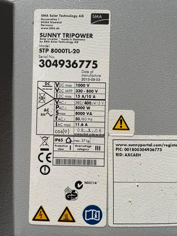 SMA Sunny Tripower STP 8000TL-20 Omvormer beschikbaar voor biedingen