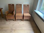 6 rieten stoelen 2 met armleuning en 4 zonder, Huis en Inrichting, Stoelen, Ophalen, Gebruikt, Bruin, Riet of Rotan