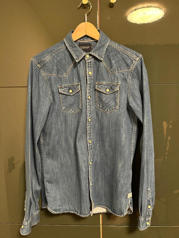 Scotch and Soda denim shirt/overhemd, maat M, men’s z.g.a.n., Kleding | Heren, Overhemden, Zo goed als nieuw, Halswijdte 39/40 (M)