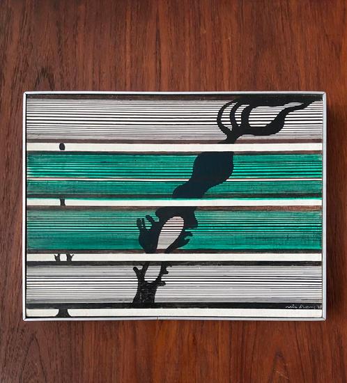Nic Blans acryl op doek ‘67 in aluminiumlijat 40x30cm, Antiek en Kunst, Kunst | Schilderijen | Modern, Ophalen of Verzenden