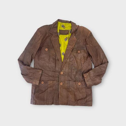 Munz heren jas maat L (100% leer), Kleding | Heren, Jassen | Zomer, Zo goed als nieuw, Maat 52/54 (L), Bruin, Ophalen of Verzenden