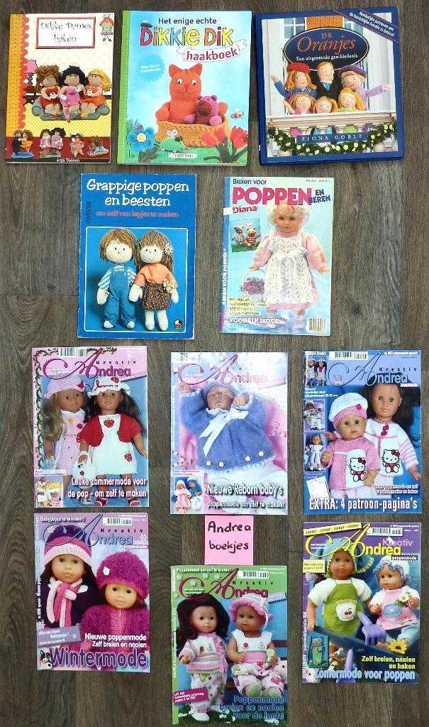 POPPENKLEREN BREIEN/HAKEN/NAAIEN o.a.,Dikkie Dik, Andrea, Hobby en Vrije tijd, Breien en Haken, Zo goed als nieuw, Breien of Haken