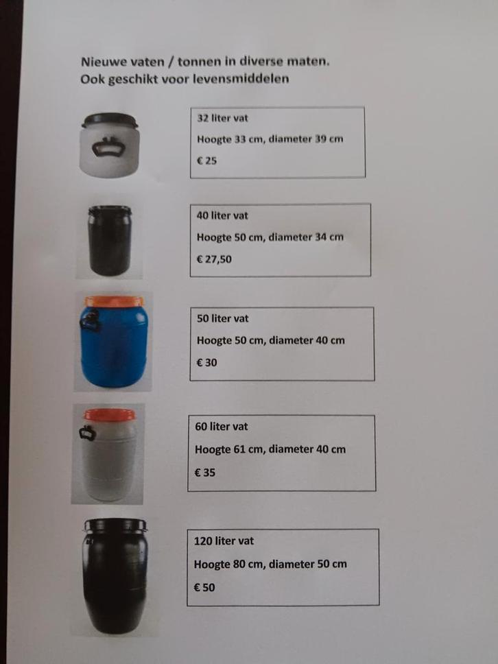 Voertonnen in diverse maten, Dieren en Toebehoren, Dierenvoeding, Ophalen of Verzenden