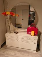 Witte kaptafel met drieluikspiegel (jaren 70), Huis en Inrichting, Kasten | Overige, Ophalen, Gebruikt